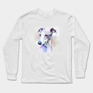 A Grey Whippet Dog Portrait Long Sleeve T-Shirt